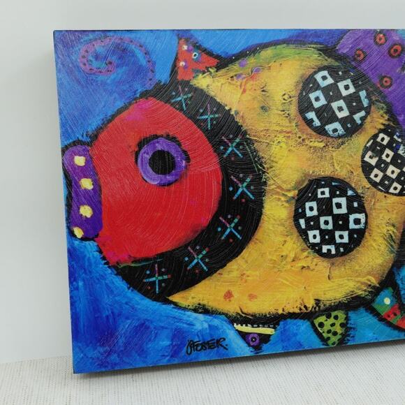 Whimsy Fish Wall Art Jenny Foster Ruffles Canvas Whimsy 2012 RARE Dead Stock - Picture 3 of 16